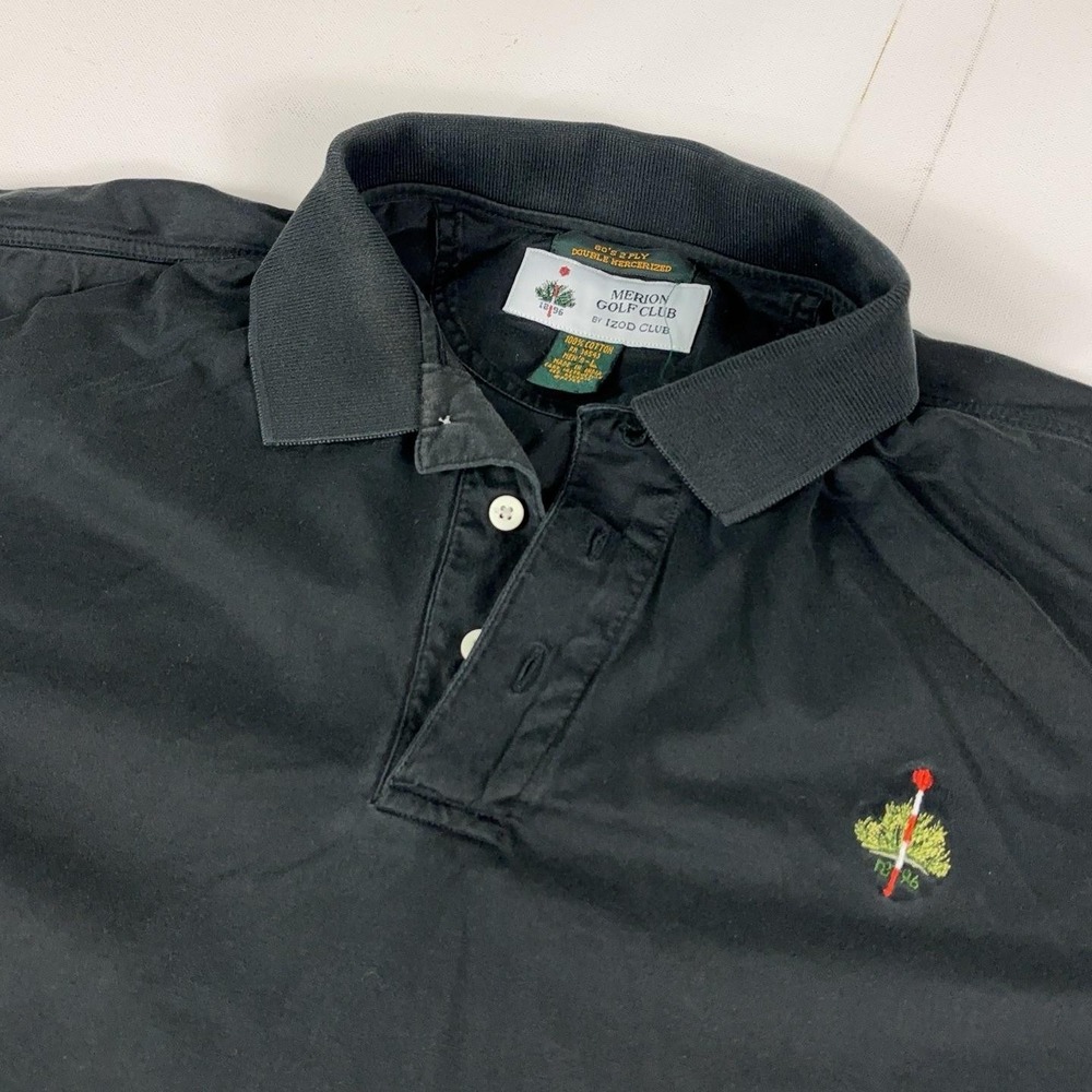 Merion Golf Club Polo Shirt Mens Large Black Cotton Short Sleeve Members